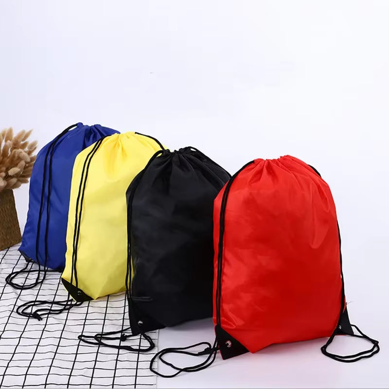 Nylon Color Portable Sports Bag Thicken Drawstring Belt Riding Backpack Gym Drawstring Shoes Bag Clothes Backpacks Waterproof