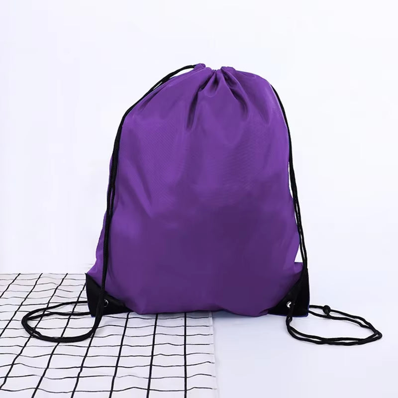 Nylon Color Portable Sports Bag Thicken Drawstring Belt Riding Backpack Gym Drawstring Shoes Bag Clothes Backpacks Waterproof