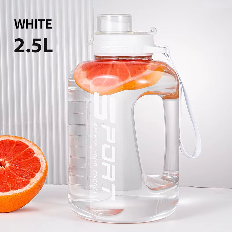 1700/2500Ml Sports Water Bottle Large Capacity Drinking Cup with Time Marker Portable Plastic Space Cup Gallon Bottle