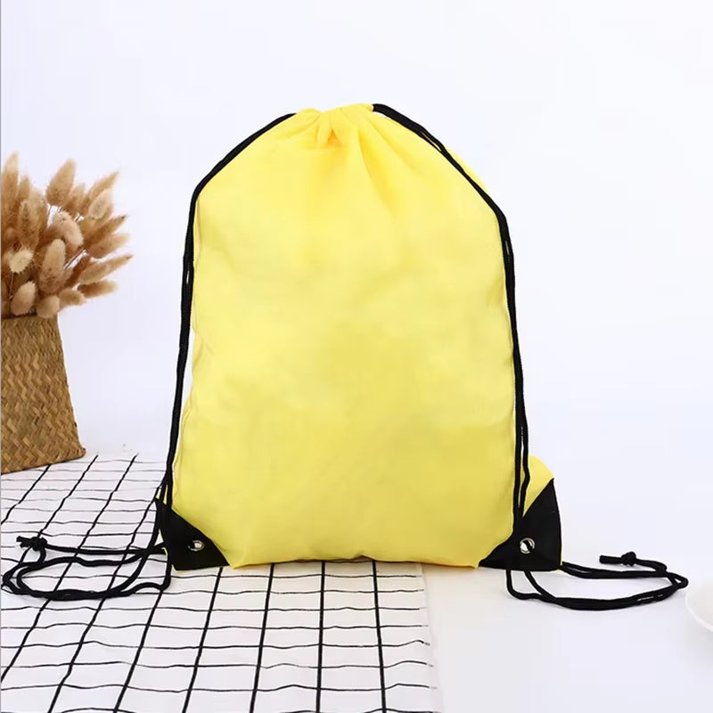 Nylon Color Portable Sports Bag Thicken Drawstring Belt Riding Backpack Gym Drawstring Shoes Bag Clothes Backpacks Waterproof