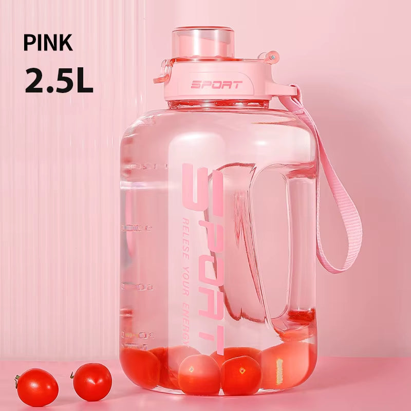 1700/2500Ml Sports Water Bottle Large Capacity Drinking Cup with Time Marker Portable Plastic Space Cup Gallon Bottle