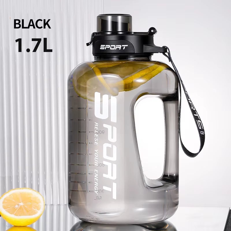 1700/2500Ml Sports Water Bottle Large Capacity Drinking Cup with Time Marker Portable Plastic Space Cup Gallon Bottle