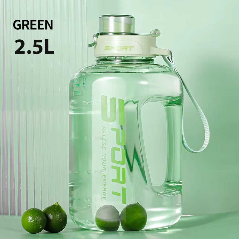 1700/2500Ml Sports Water Bottle Large Capacity Drinking Cup with Time Marker Portable Plastic Space Cup Gallon Bottle